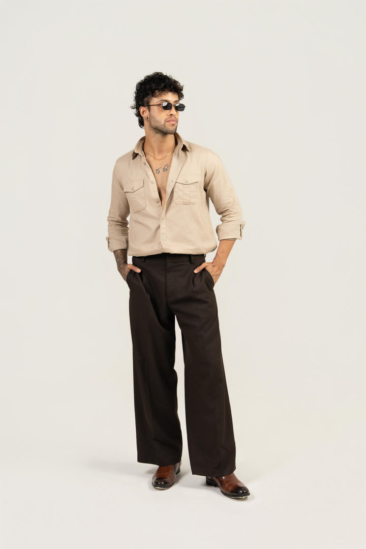 Men’s Full Sleeve Safari Shirt – Beige