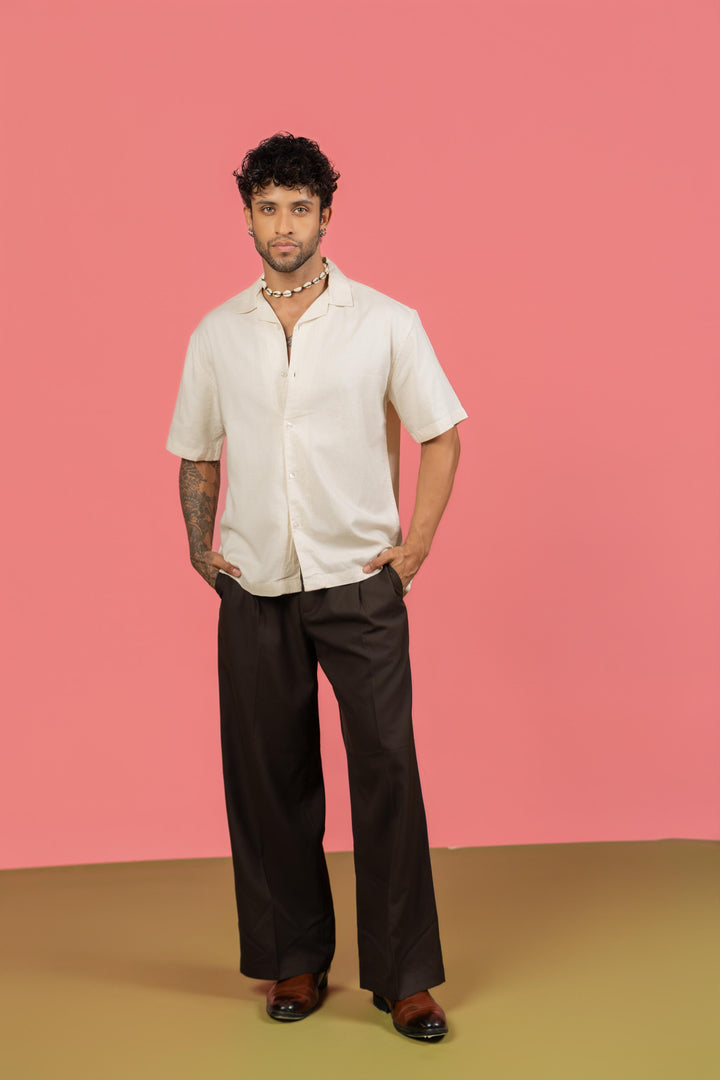 Off-White Half Sleeve Cuban Collar Shirt – Loose Fit