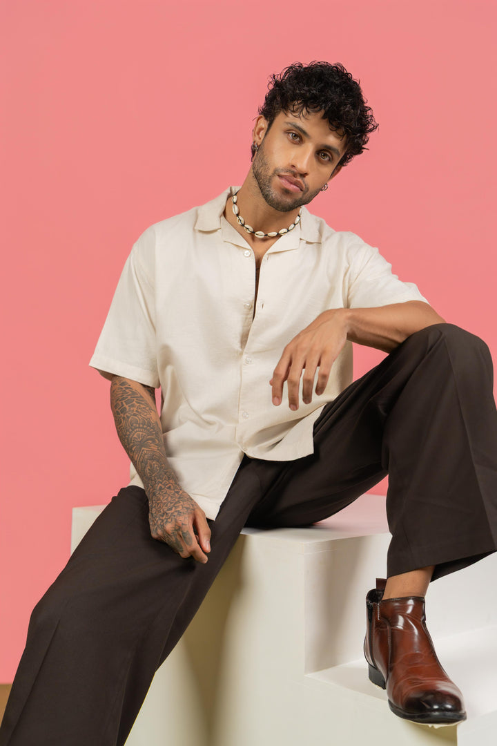 Off-White Half Sleeve Cuban Collar Shirt – Loose Fit