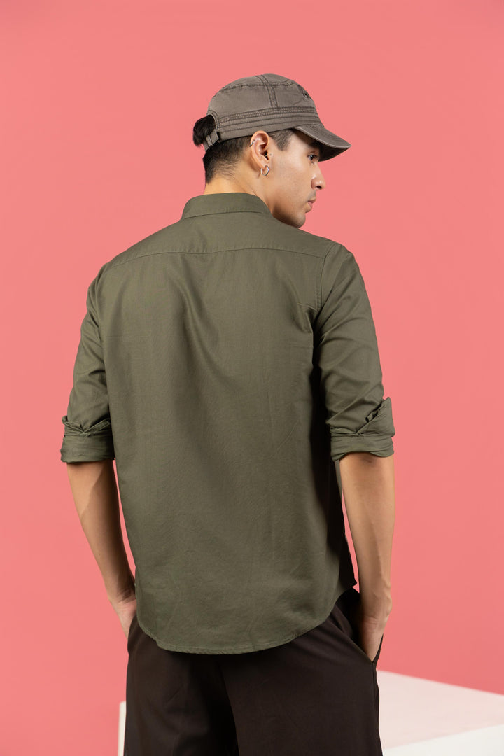 Men’s Full Sleeve Safari Shirt – Olive Green