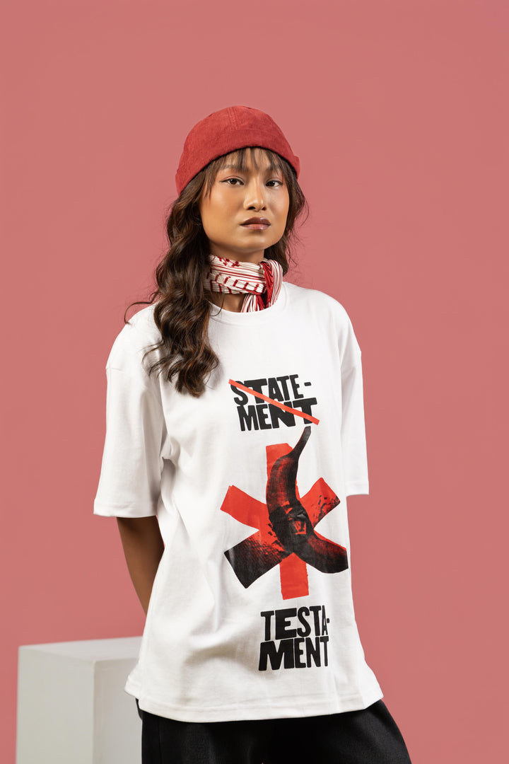 “STATEMENT TESTAMENT” Graphic T-Shirt – Women’s Oversized Streetwear Tee