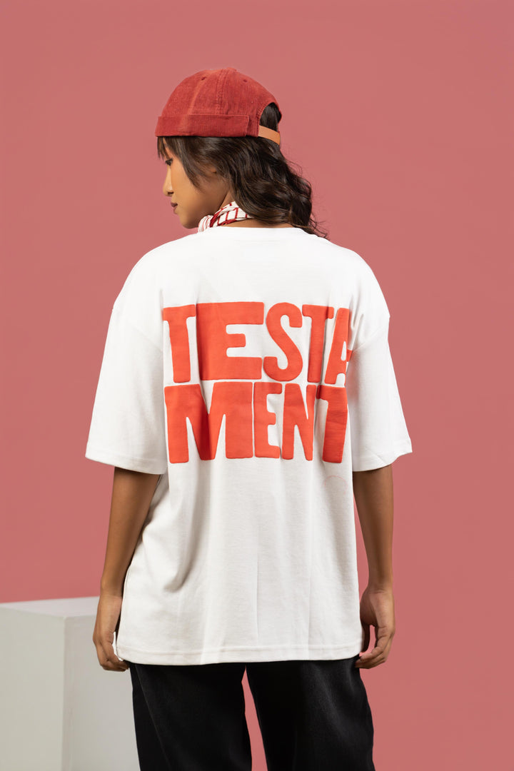 “STATEMENT TESTAMENT” Graphic T-Shirt – Women’s Oversized Streetwear Tee