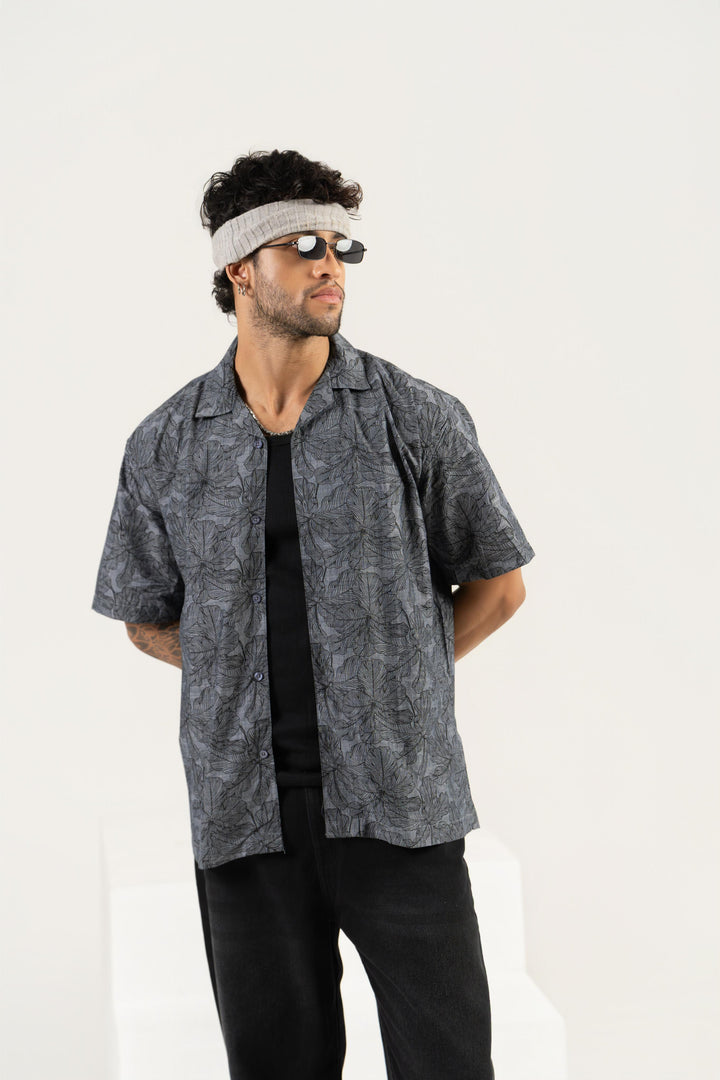 Men’s Printed Cuban Collar Shirt – Loose Fit Short Sleeve Summer Essential