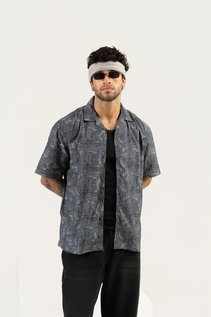 Men’s Printed Cuban Collar Shirt – Loose Fit Short Sleeve Summer Essential