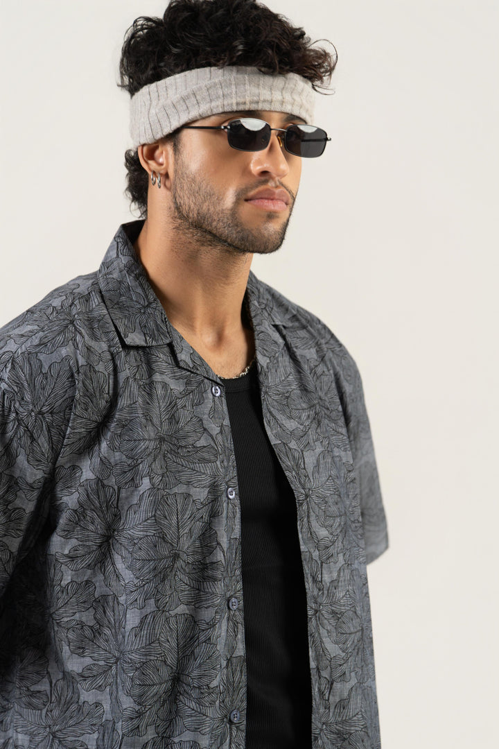 Men’s Printed Cuban Collar Shirt – Loose Fit Short Sleeve Summer Essential