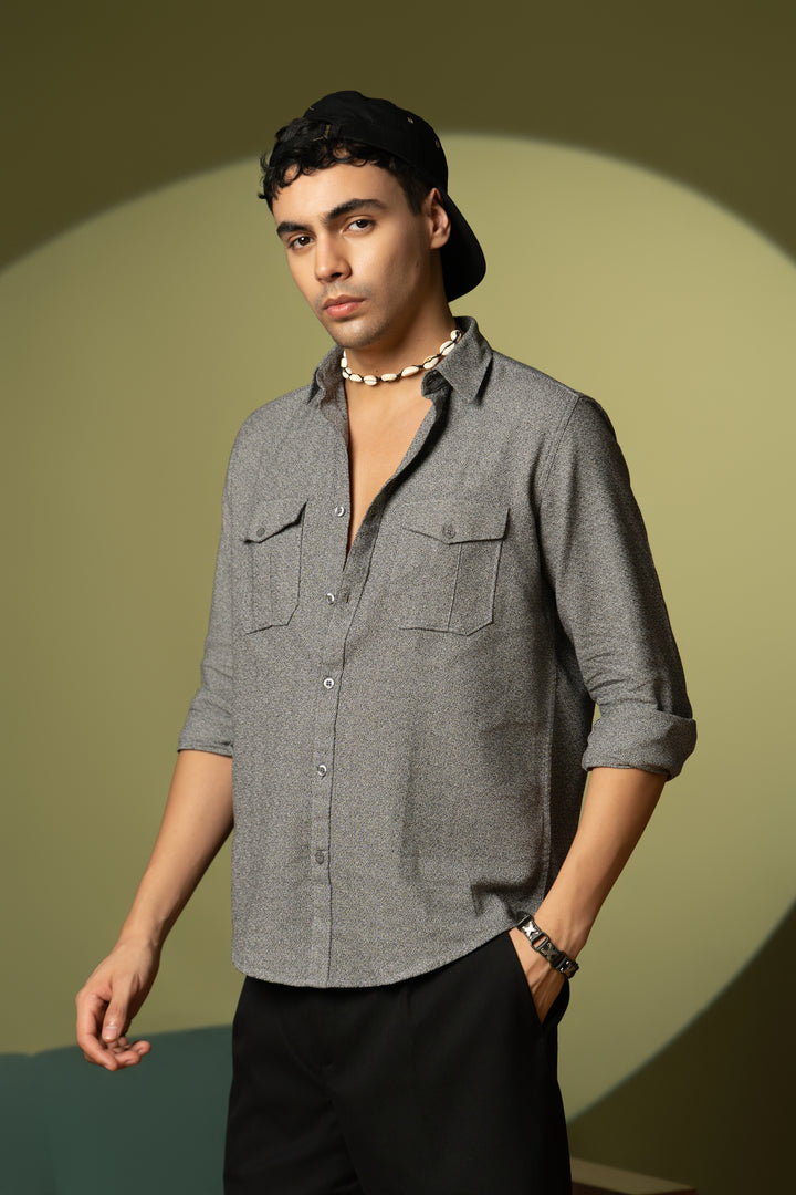 Men’s Full Sleeve Safari Shirt – Grey