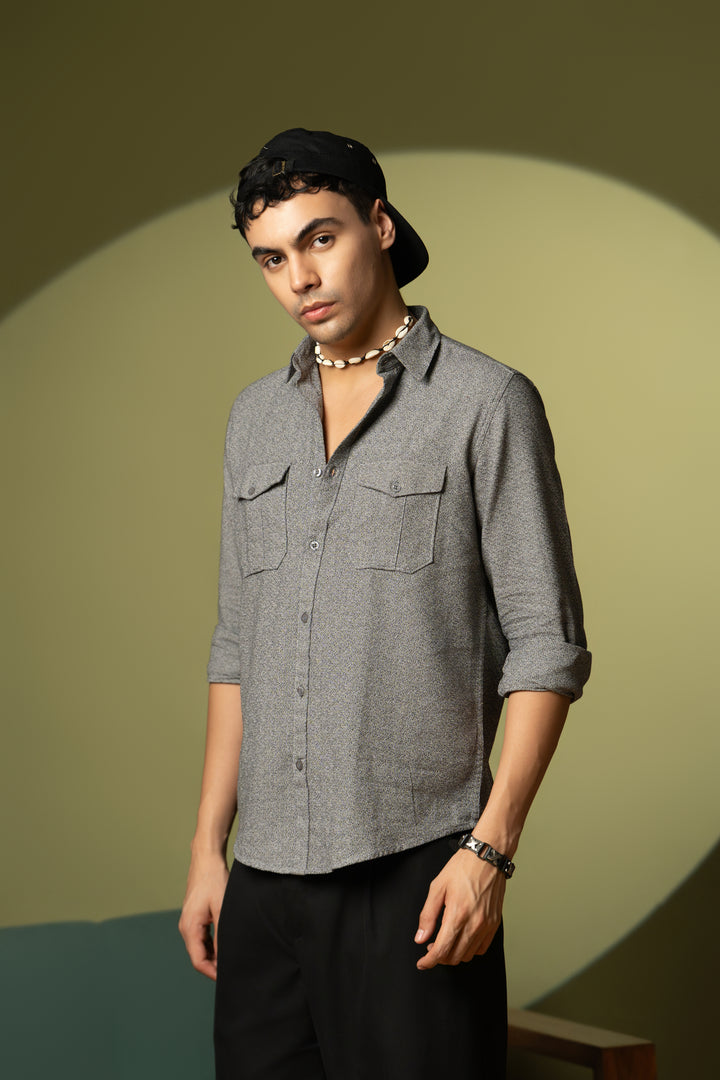 Men’s Full Sleeve Safari Shirt – Grey