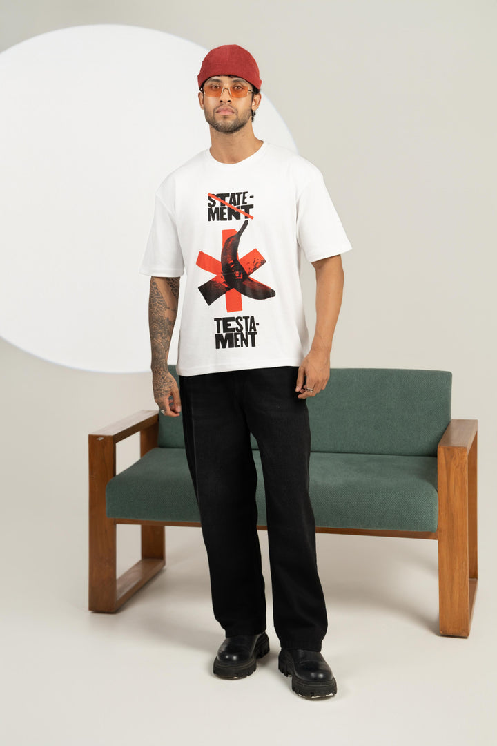 “STATEMENT TESTAMENT” Graphic T-Shirt – Men’s Oversized Streetwear Tee