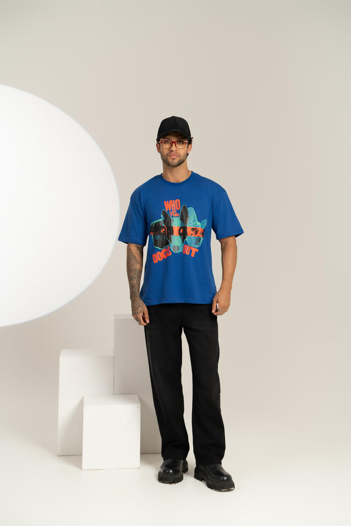 "Who Let the Dogs Out" Graphic Tee – Men's Oversized Streetwear T-Shirt