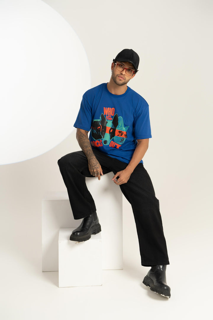 "Who Let the Dogs Out" Graphic Tee – Men's Oversized Streetwear T-Shirt