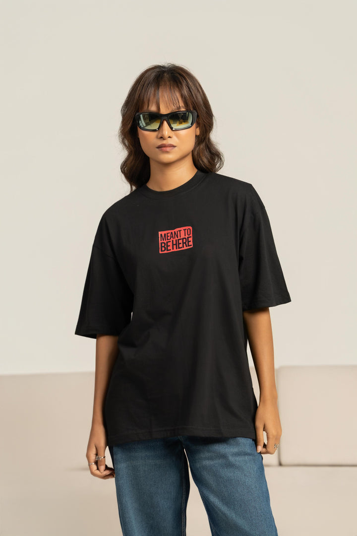 Meant to Be Floral Printed Oversized Tee For Women– Black