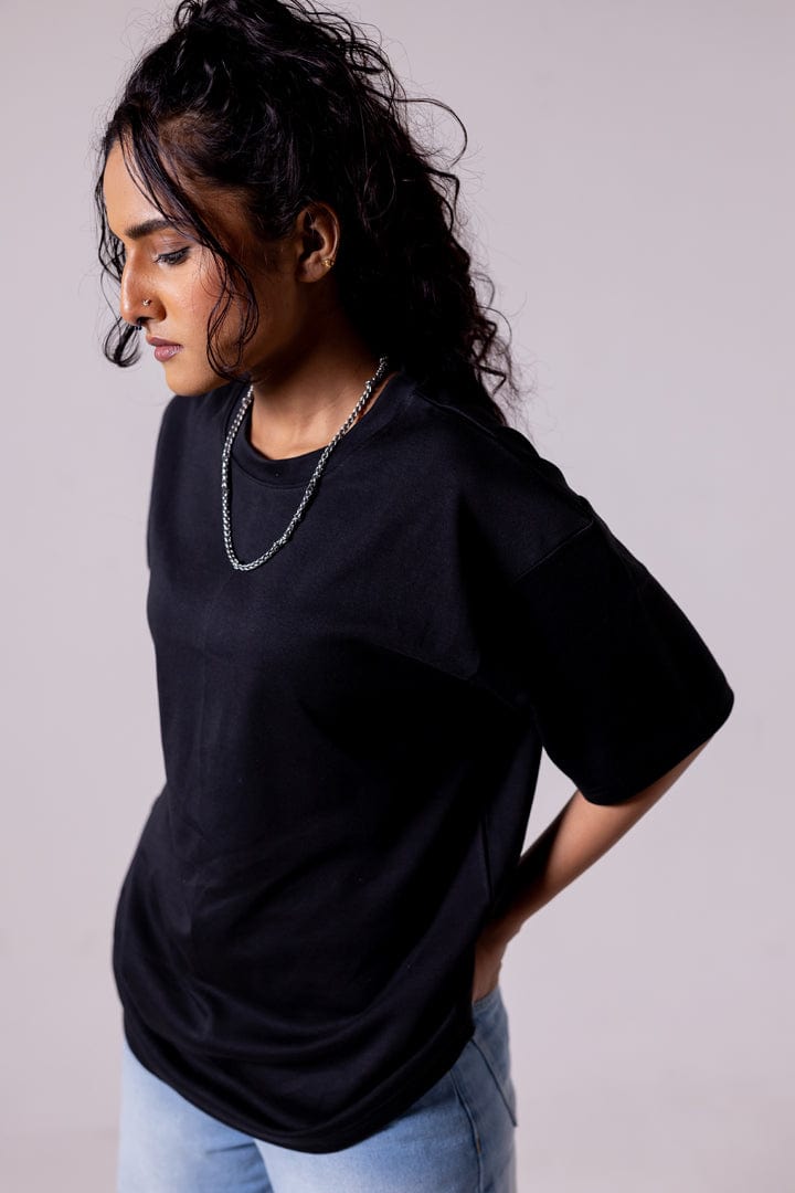 Black Solid Oversized T-shirt - Gimaq - The magic shuffle!