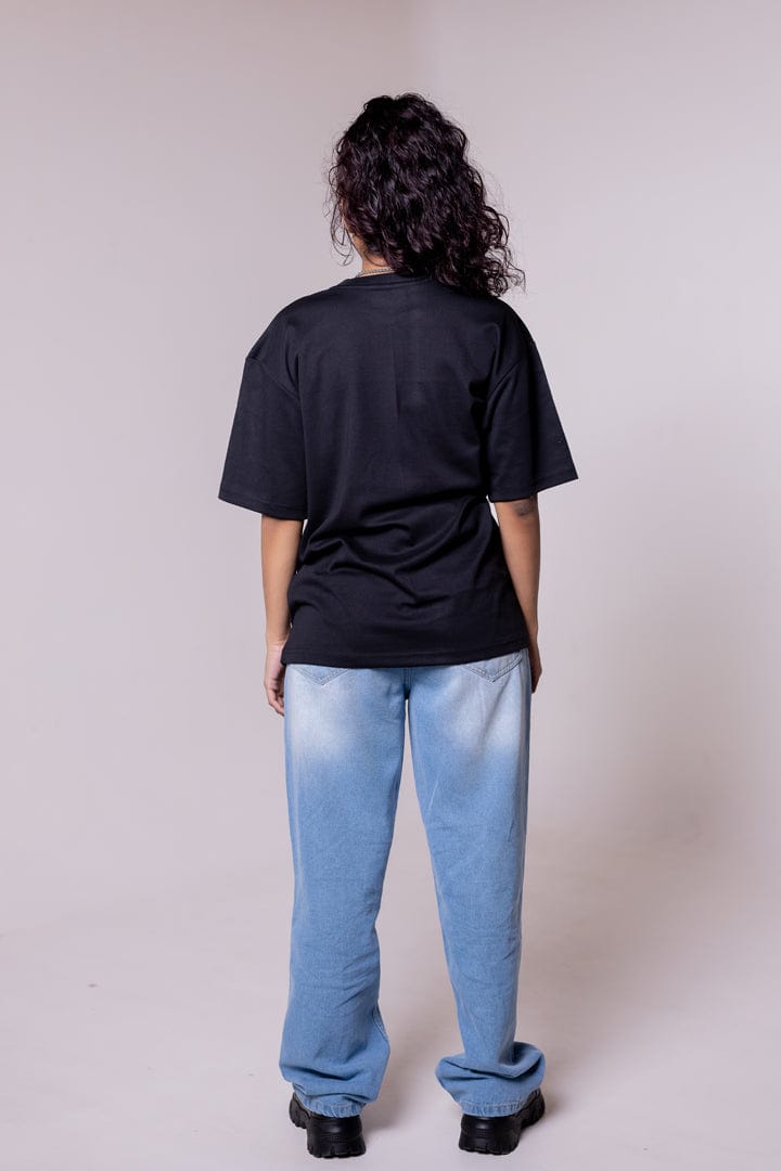 Black Solid Oversized T-shirt - Gimaq - The magic shuffle!