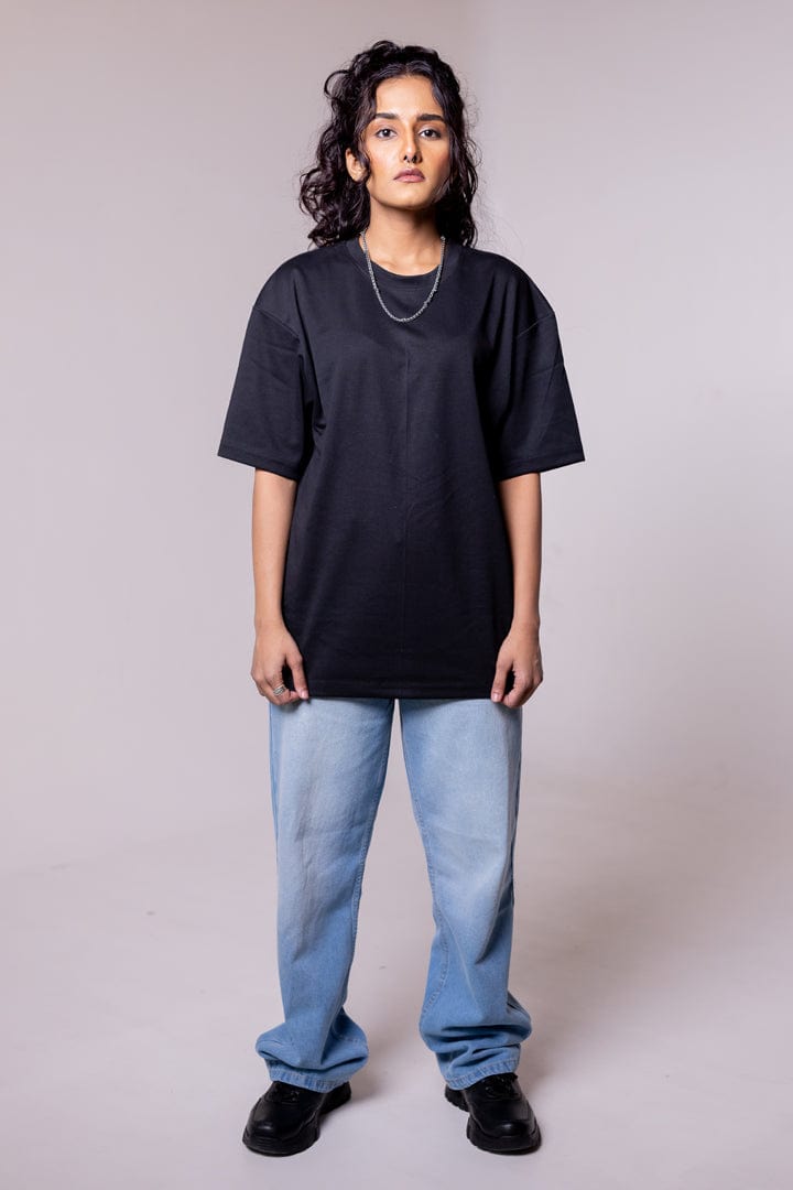 Black Solid Oversized T-shirt - Gimaq - The magic shuffle!