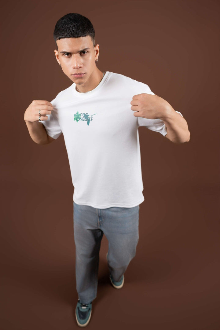 Bloom Printed Oversized Tee – White - Gimaq - The magic shuffle!