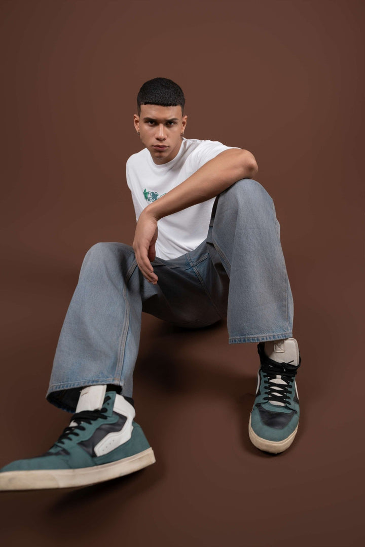 Bloom Printed Oversized Tee – White - Gimaq - The magic shuffle!