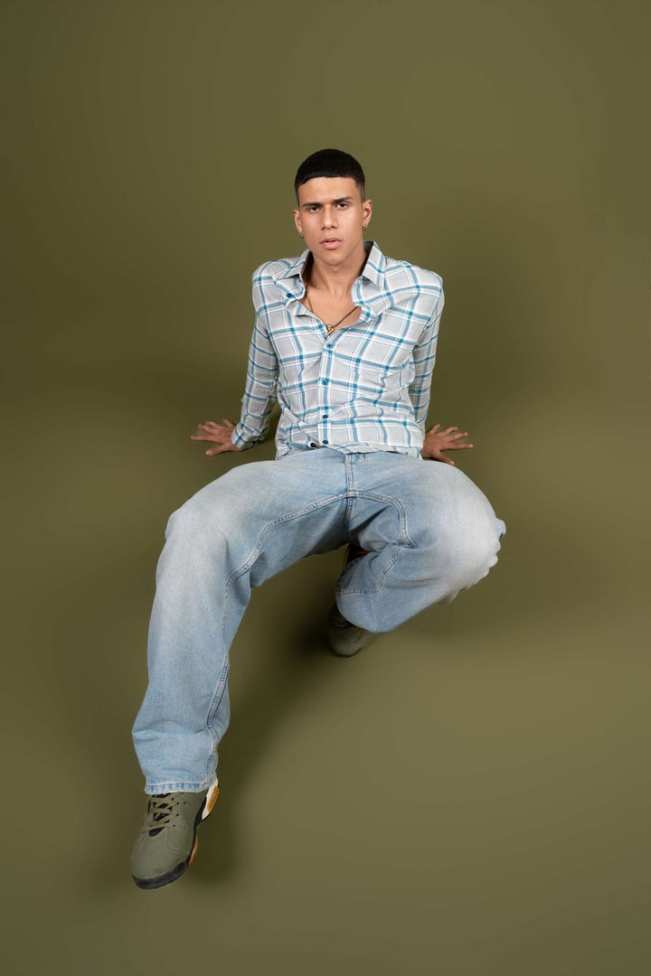 Blue Checked Cotton Shirt β Regular Fit - Gimaq - The magic shuffle!
