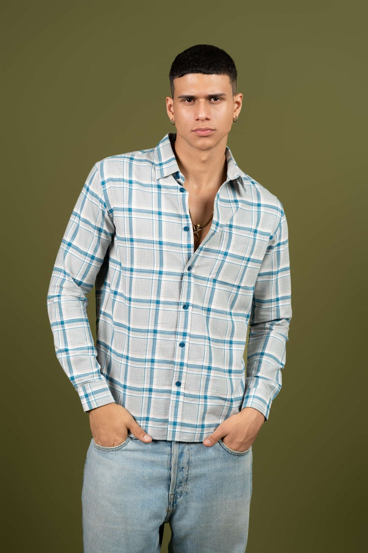 Blue Checked Cotton Shirt β Regular Fit - Gimaq - The magic shuffle!