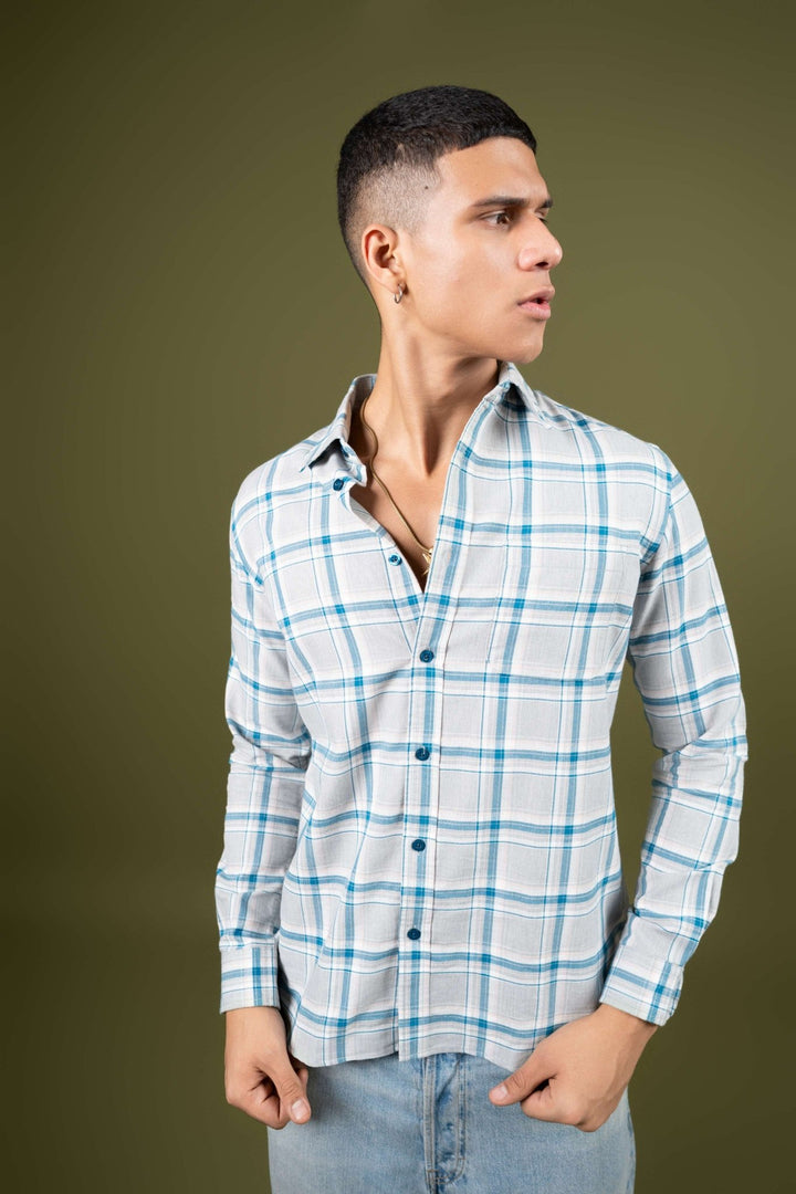 Blue Checked Cotton Shirt β Regular Fit - Gimaq - The magic shuffle!