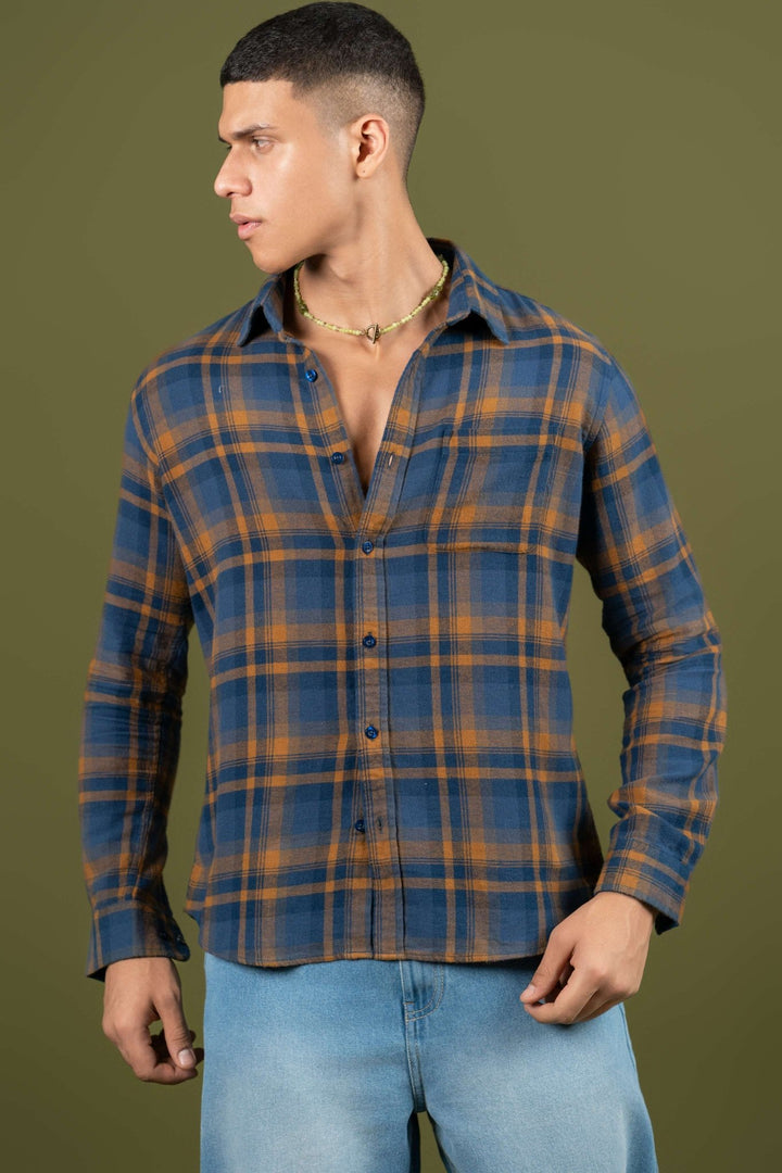 Blue - Yellow Checked Cotton Shirt – Regular Fit - Gimaq - The magic shuffle!