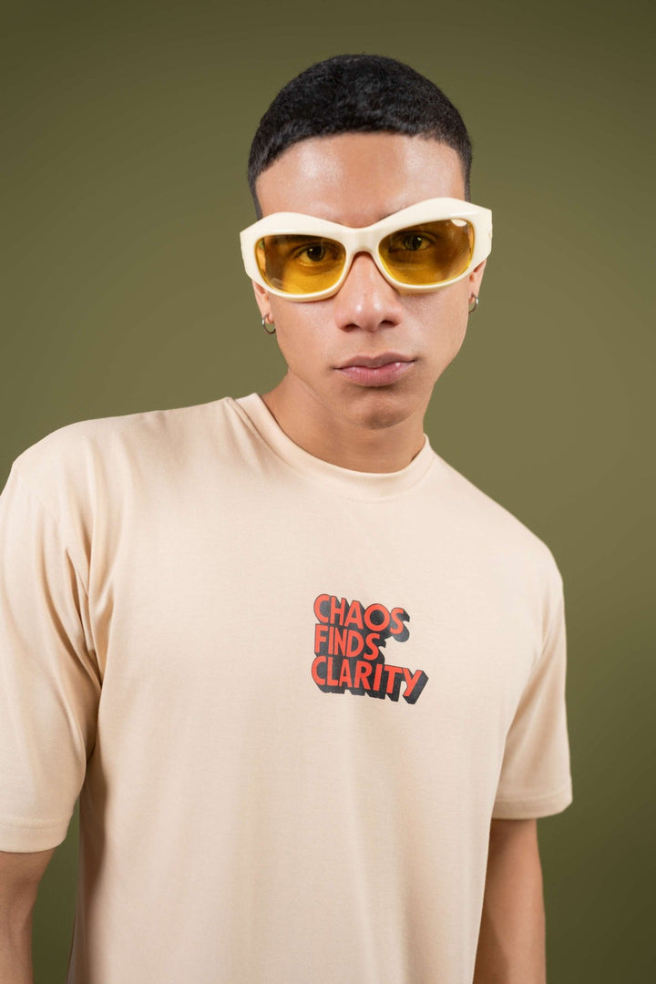 Broken Records Printed Oversized Tee – Beige - Gimaq - The magic shuffle!