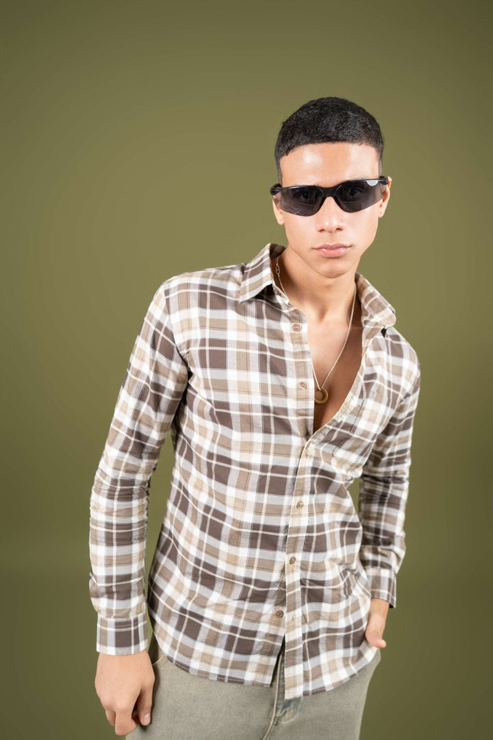 Brown Checked Cotton Shirt β Regular Fit - Gimaq - The magic shuffle!