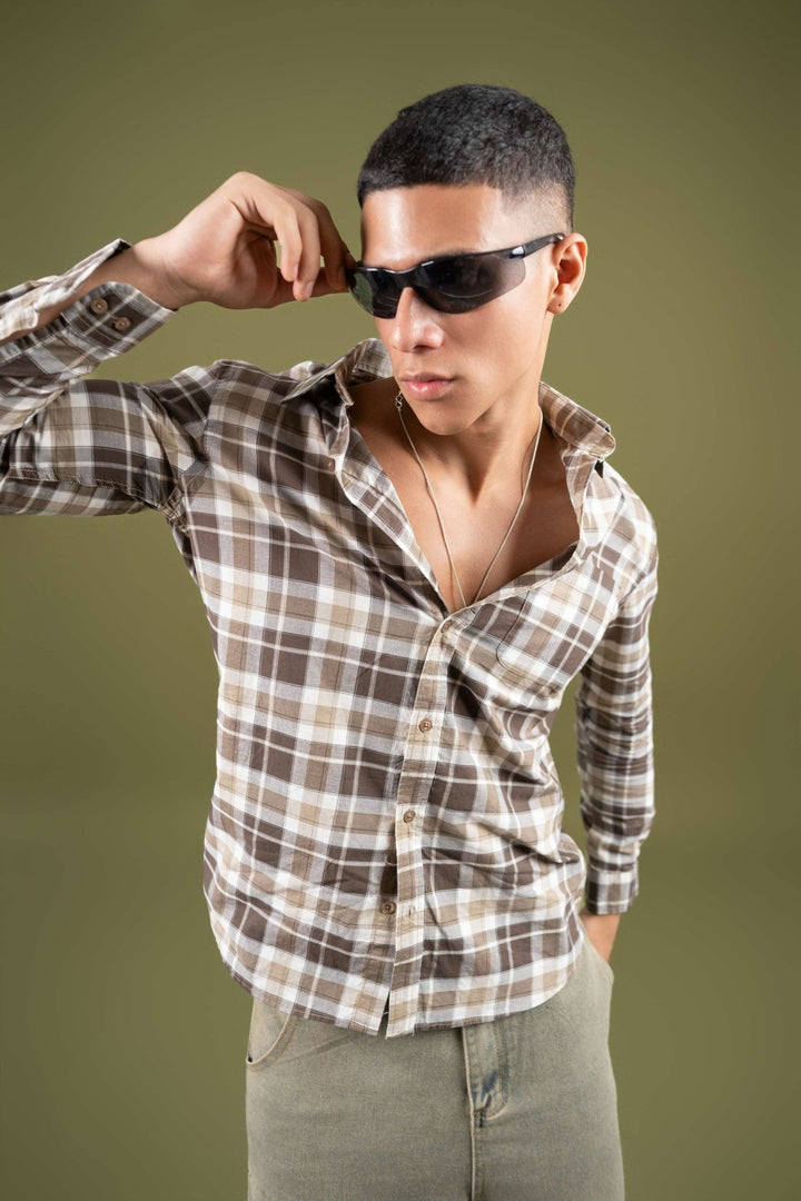 Brown Checked Cotton Shirt β Regular Fit - Gimaq - The magic shuffle!