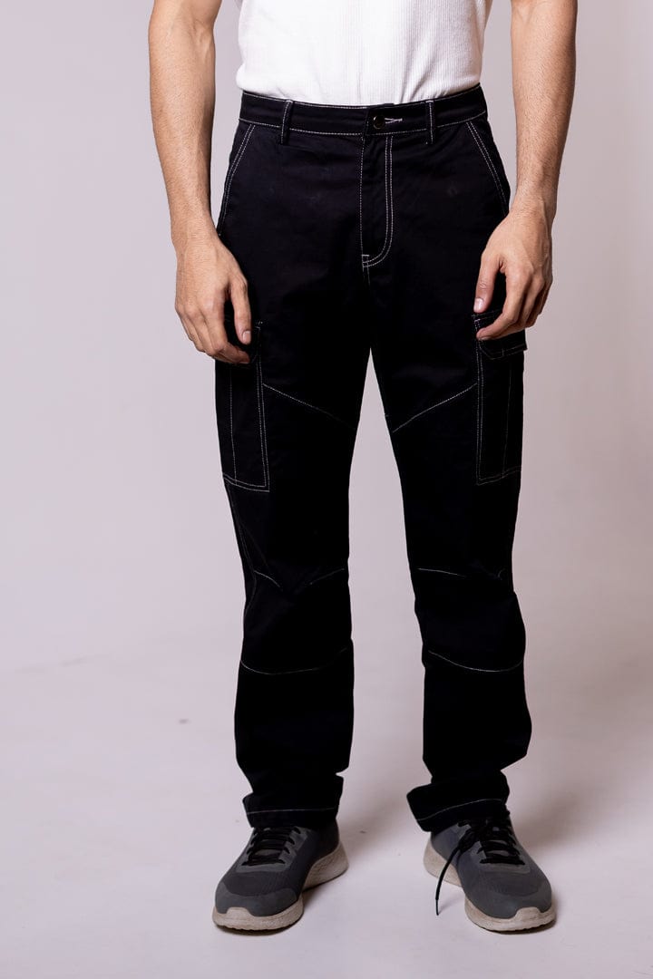 Contrast Stitch Black Cargo - Gimaq - The magic shuffle!