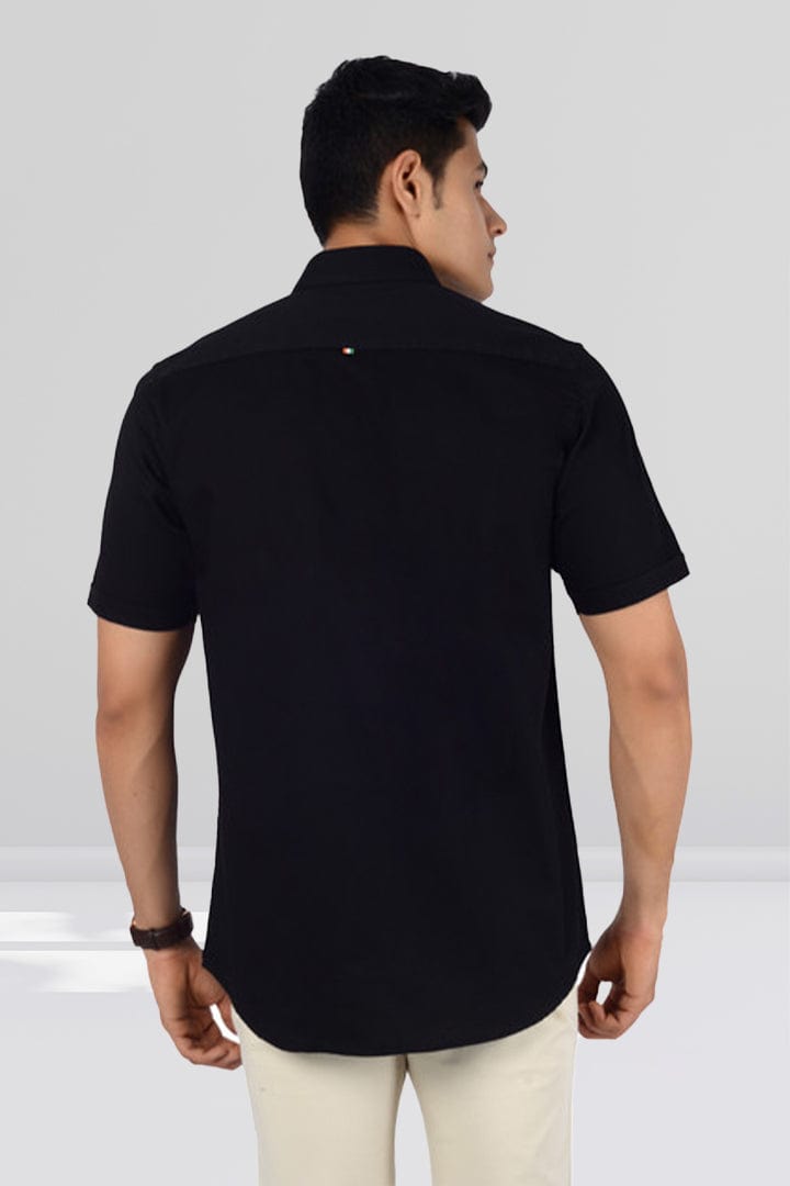 Cotton Slim Fit Half Sleeves Shirt - Black - Gimaq - The magic shuffle!