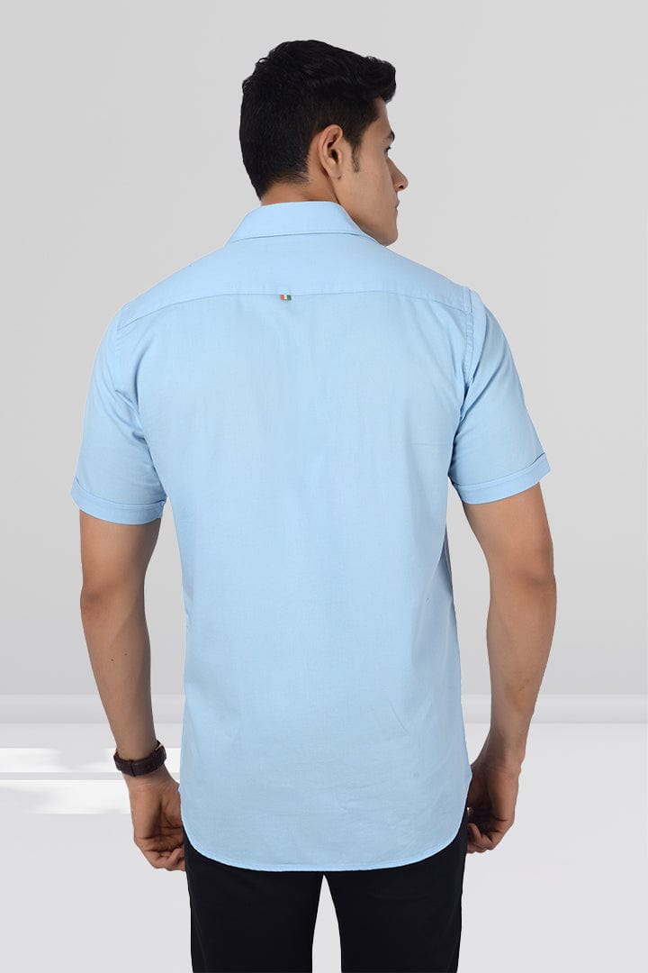 Cotton Slim Fit Half Sleeves Shirt - Light Blue - Gimaq - The magic shuffle!