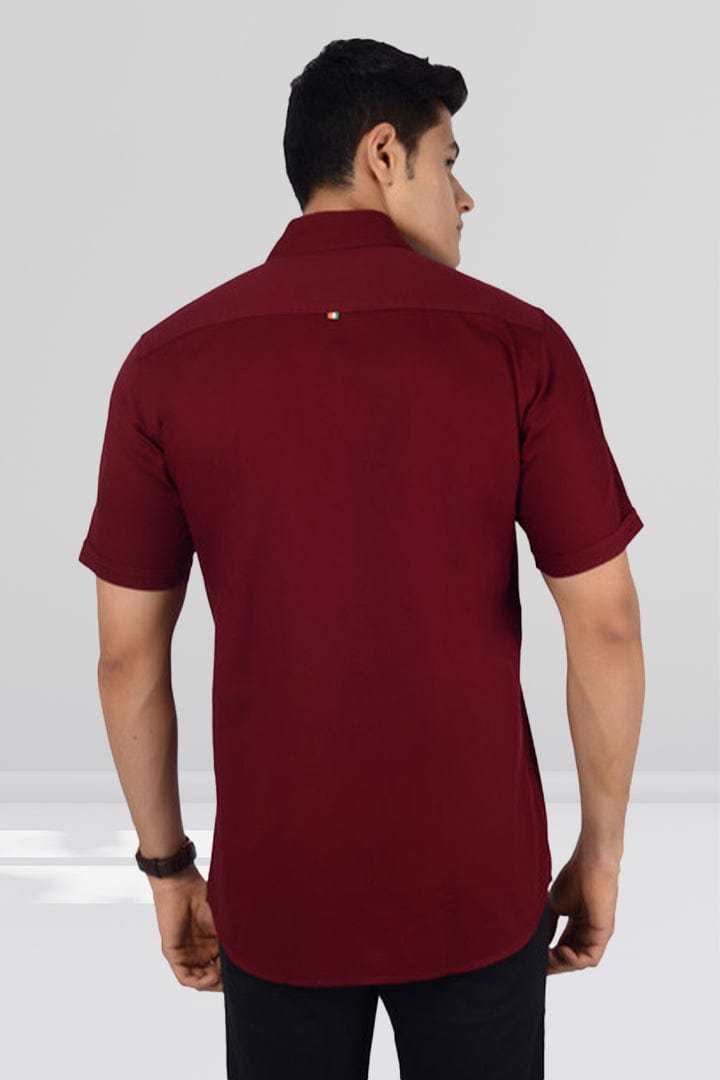 Cotton Slim Fit Half Sleeves Shirt - Maroon - Gimaq - The magic shuffle!