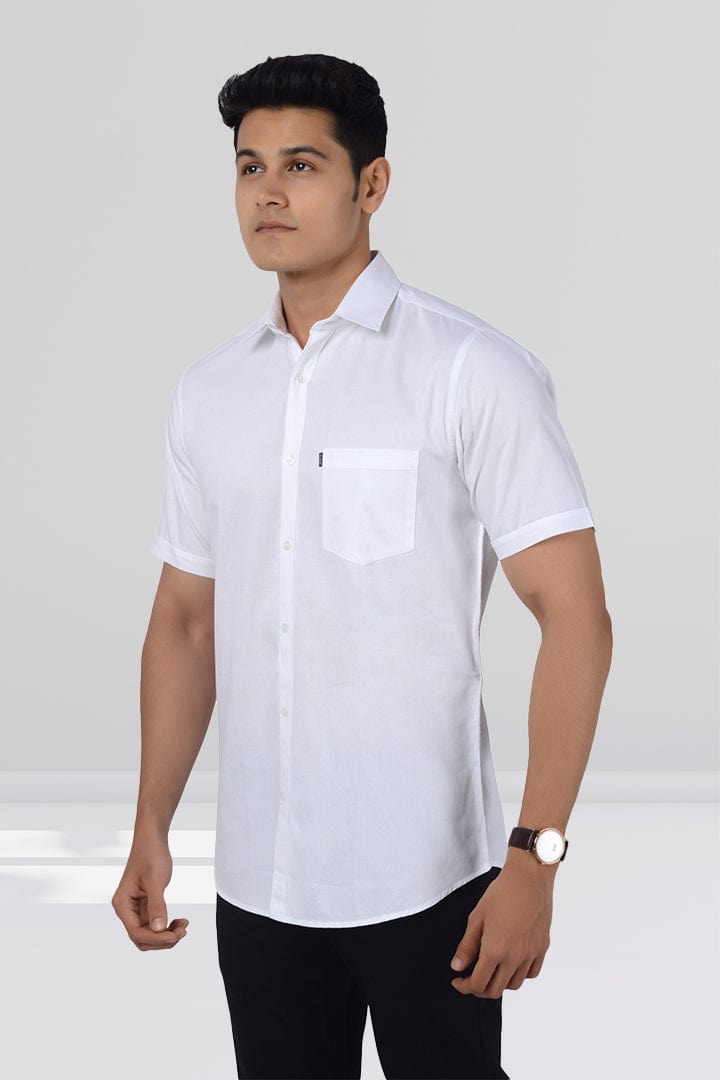 Cotton Slim Fit Half Sleeves Shirt - White - Gimaq - The magic shuffle!