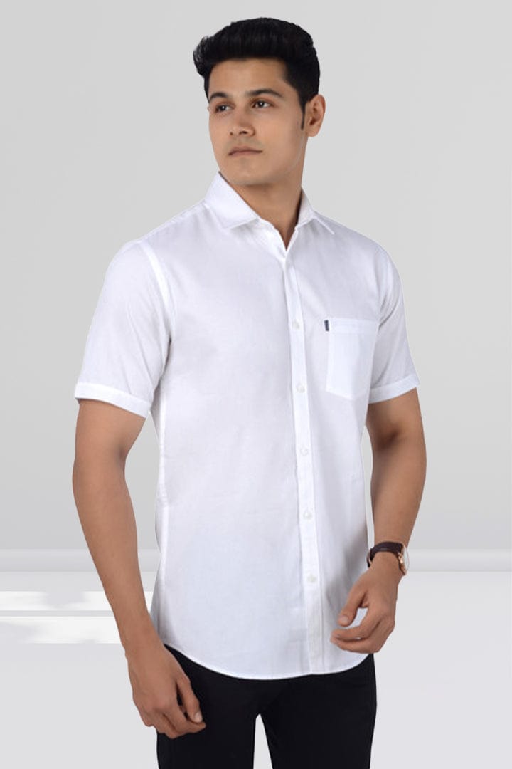 Cotton Slim Fit Half Sleeves Shirt - White - Gimaq - The magic shuffle!