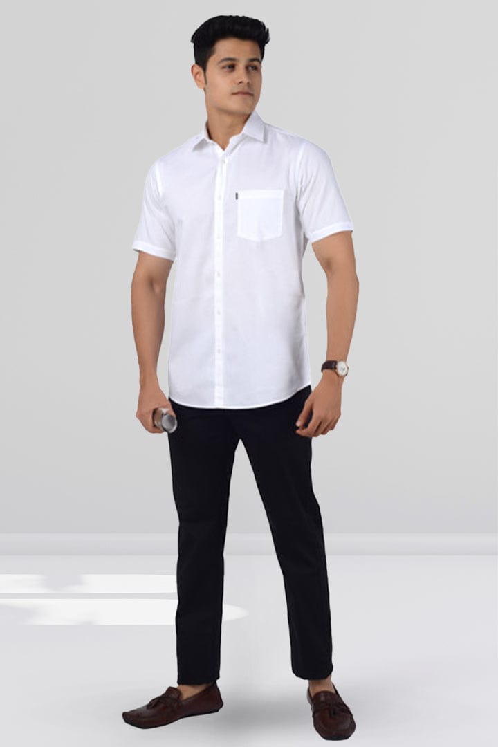 Cotton Slim Fit Half Sleeves Shirt - White - Gimaq - The magic shuffle!