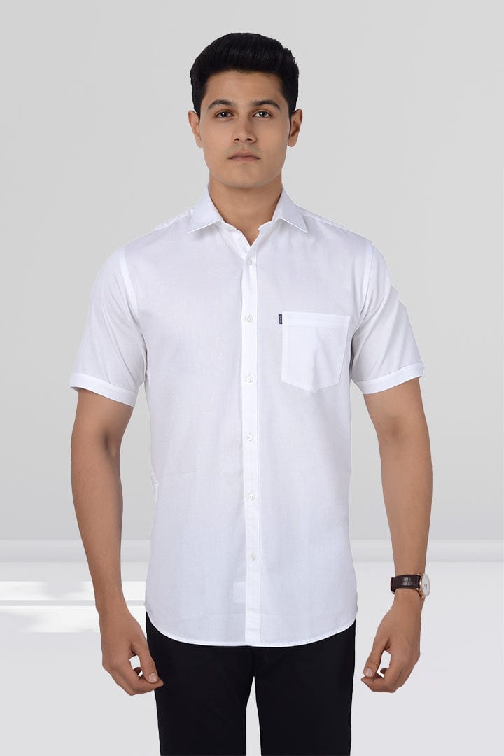 Cotton Slim Fit Half Sleeves Shirt - White - Gimaq - The magic shuffle!