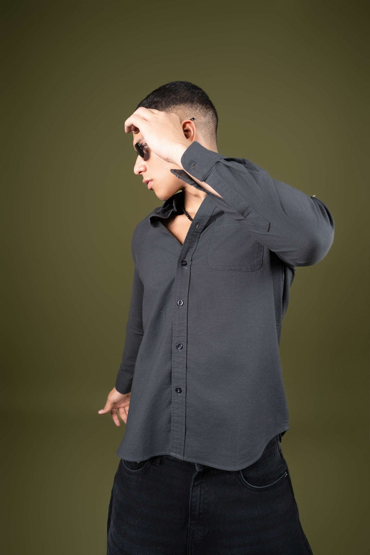 Dark Grey Full Sleeve Cotton Shirt β Regular Fit - Gimaq - The magic shuffle!