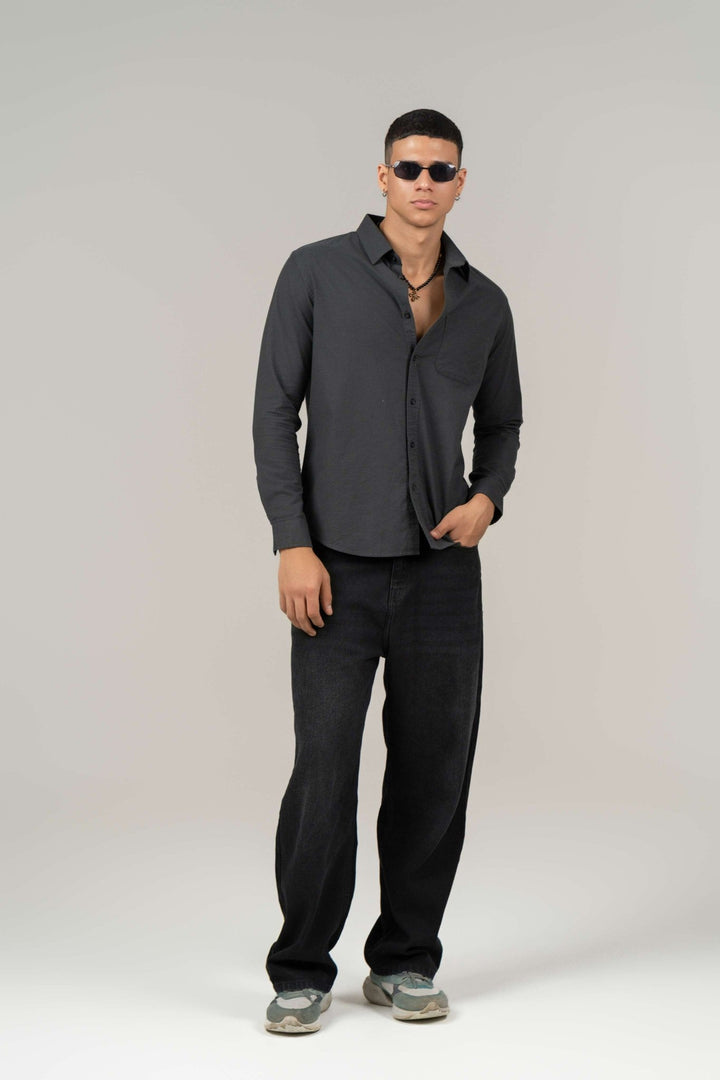 Dark Grey Full Sleeve Cotton Shirt β Regular Fit - Gimaq - The magic shuffle!