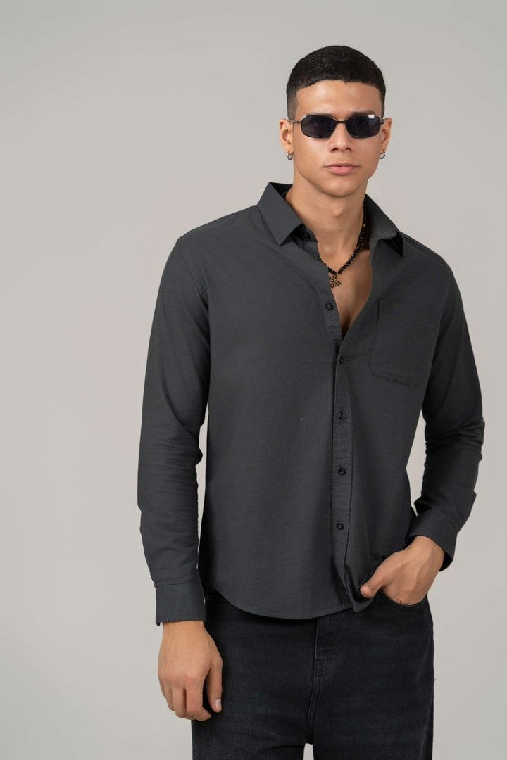 Dark Grey Full Sleeve Cotton Shirt β Regular Fit - Gimaq - The magic shuffle!
