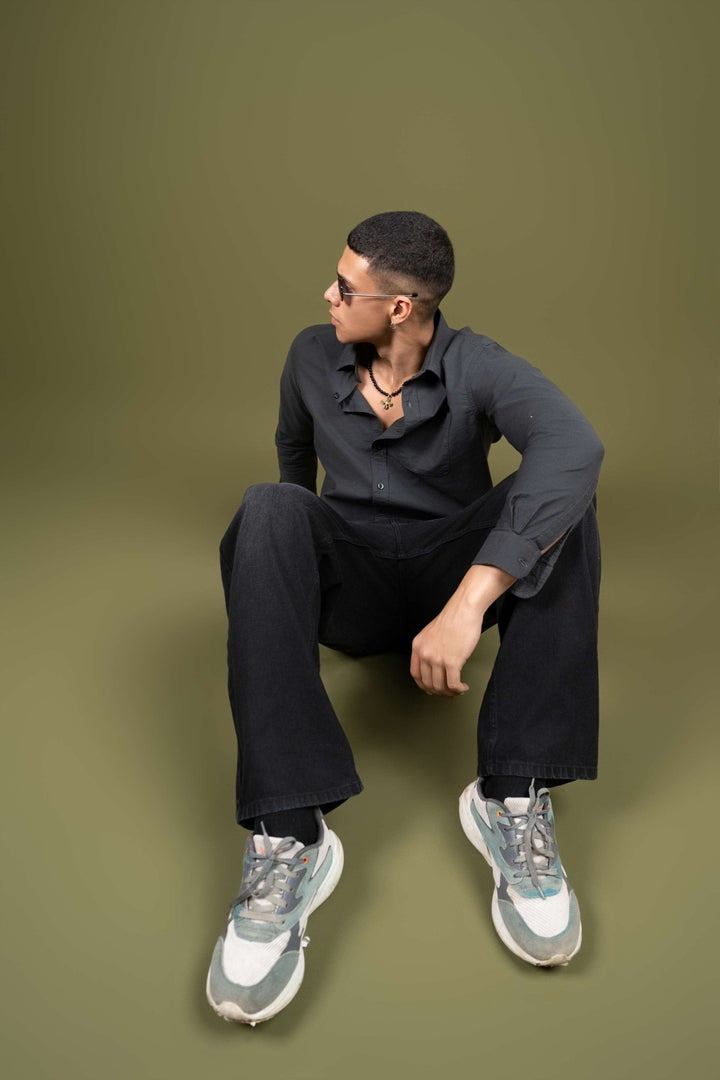 Dark Grey Full Sleeve Cotton Shirt β Regular Fit - Gimaq - The magic shuffle!
