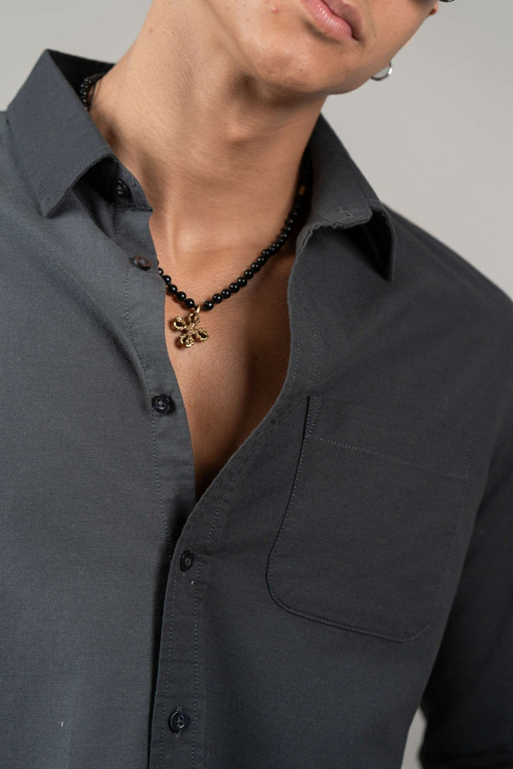 Dark Grey Full Sleeve Cotton Shirt β Regular Fit - Gimaq - The magic shuffle!