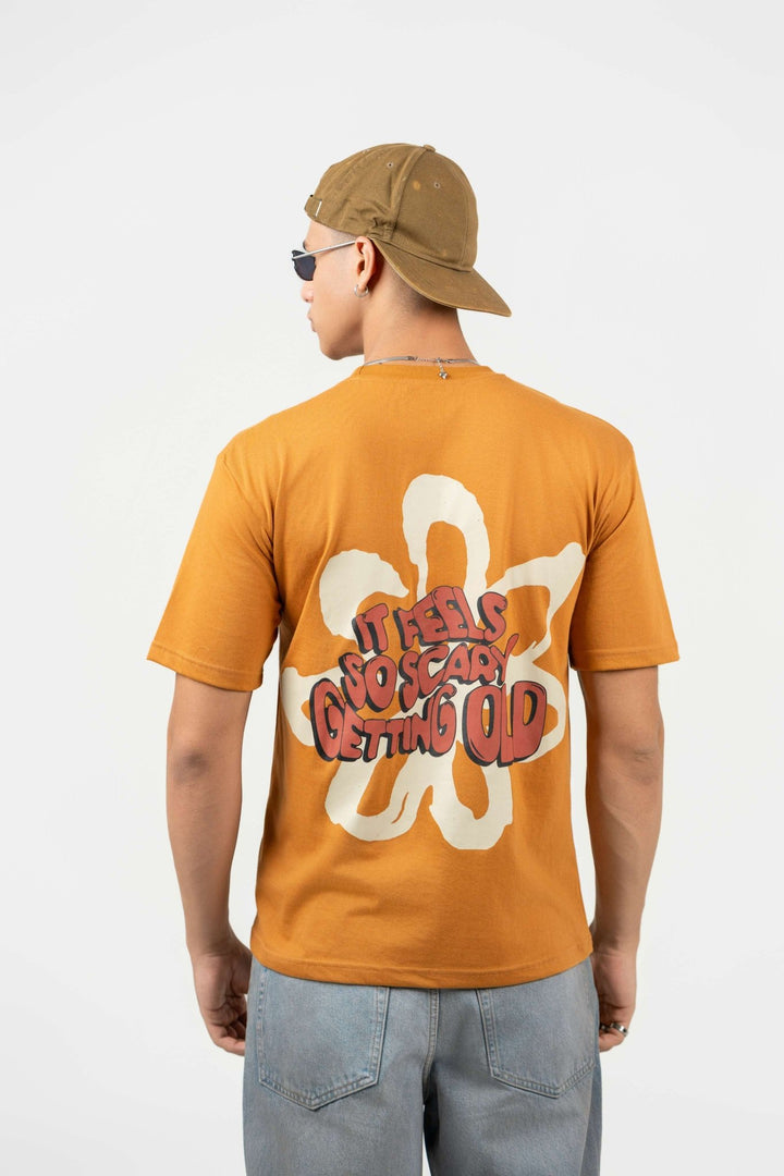It Feels So Scary Printed Oversized Tee – Brown - Gimaq - The magic shuffle!