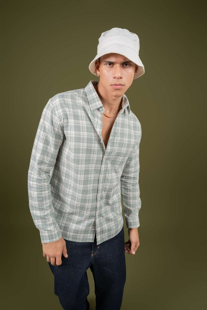 Light Green Checked Cotton Shirt β Regular Fit - Gimaq - The magic shuffle!