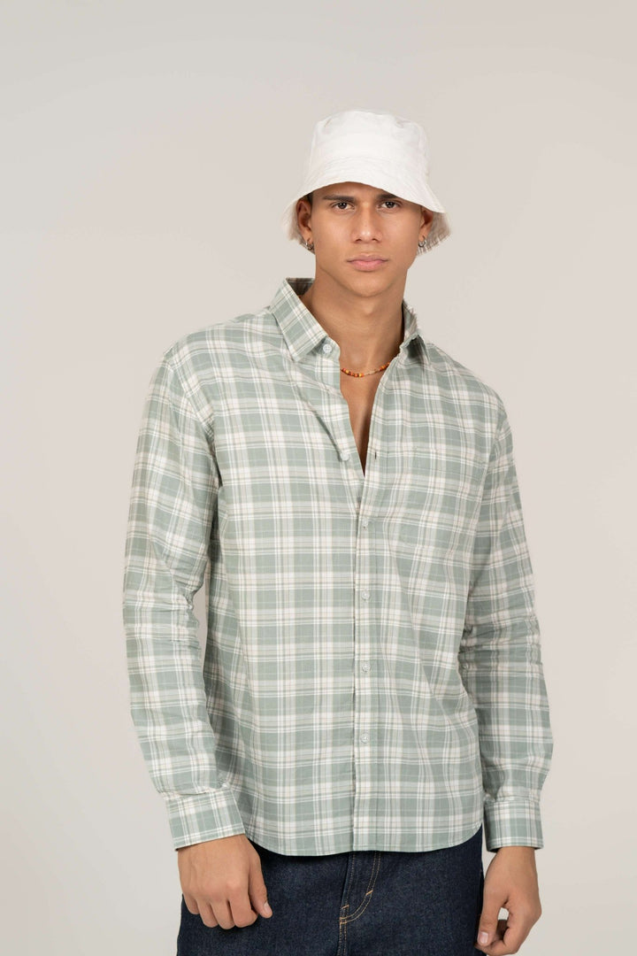 Light Green Checked Cotton Shirt β Regular Fit - Gimaq - The magic shuffle!