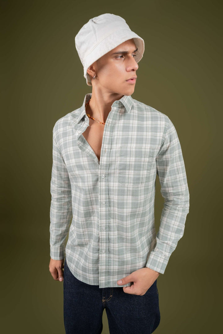 Light Green Checked Cotton Shirt β Regular Fit - Gimaq - The magic shuffle!