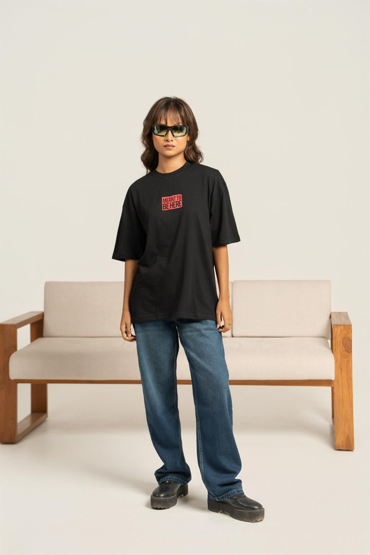 Meant to Be Floral Printed Oversized Tee For Women– Black - Gimaq - The magic shuffle!