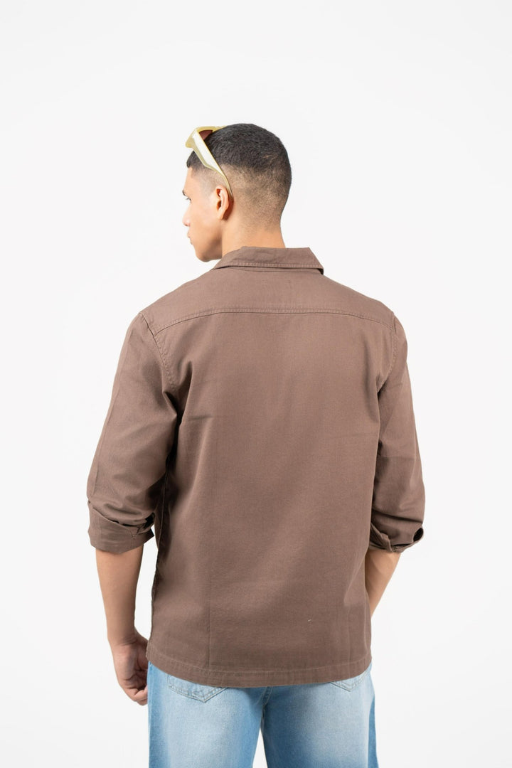 Men's Oversized Cotton Twill Shirt β Brown - Gimaq - The magic shuffle!