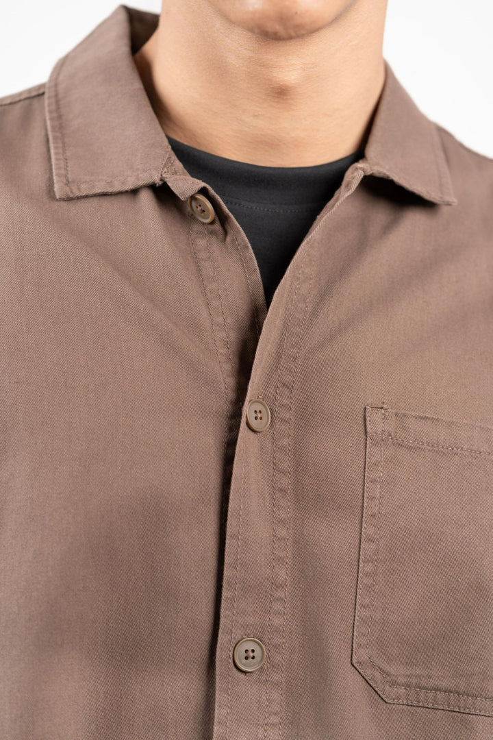 Men's Oversized Cotton Twill Shirt β Brown - Gimaq - The magic shuffle!