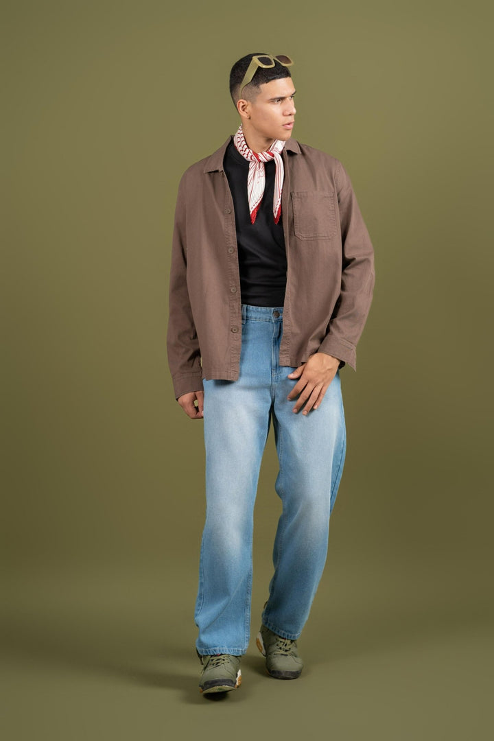 Men's Oversized Cotton Twill Shirt β Brown - Gimaq - The magic shuffle!