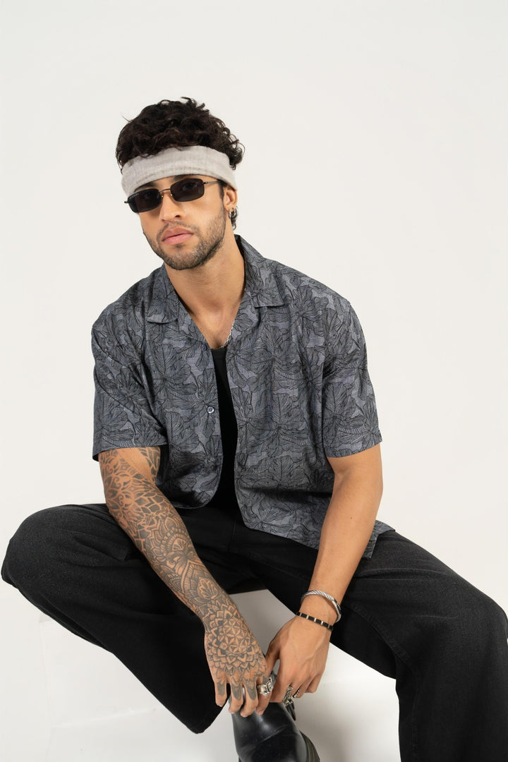 Men’s Printed Cuban Collar Shirt – Loose Fit Short Sleeve Summer Essential - Gimaq - The magic shuffle!