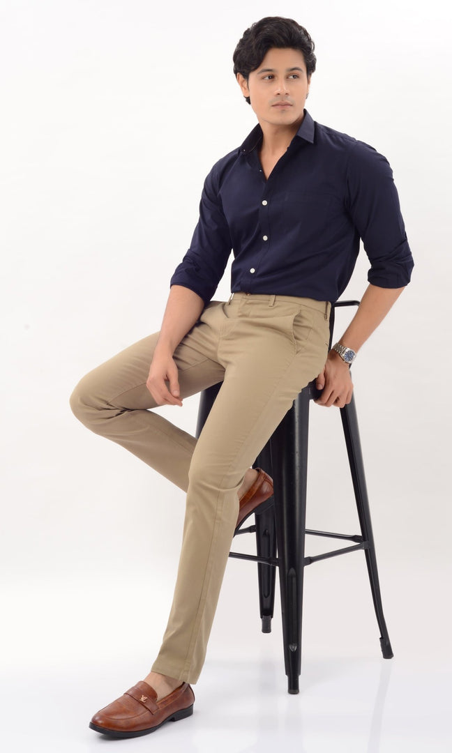 Men's Slim Fit Formal Trouser - Khakhi - Gimaq - The magic shuffle!